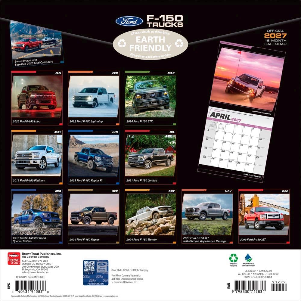 Ford F150 Trucks 2027 Wall Calendar First Alternate Image