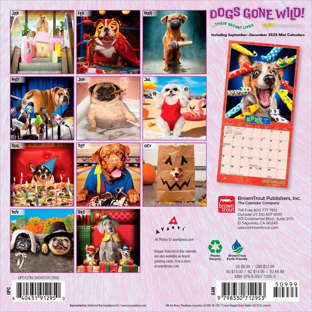 Avanti Dogs Gone Wild 2027 Mini Wall Calendar First Alternate Image