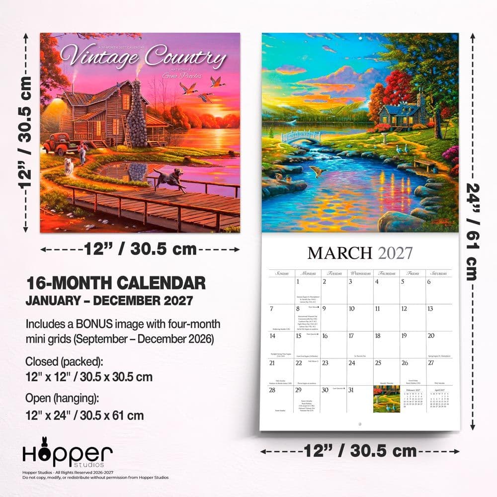 Vintage Country Hopper 2027 Wall Calendar Sixth Alternate Image