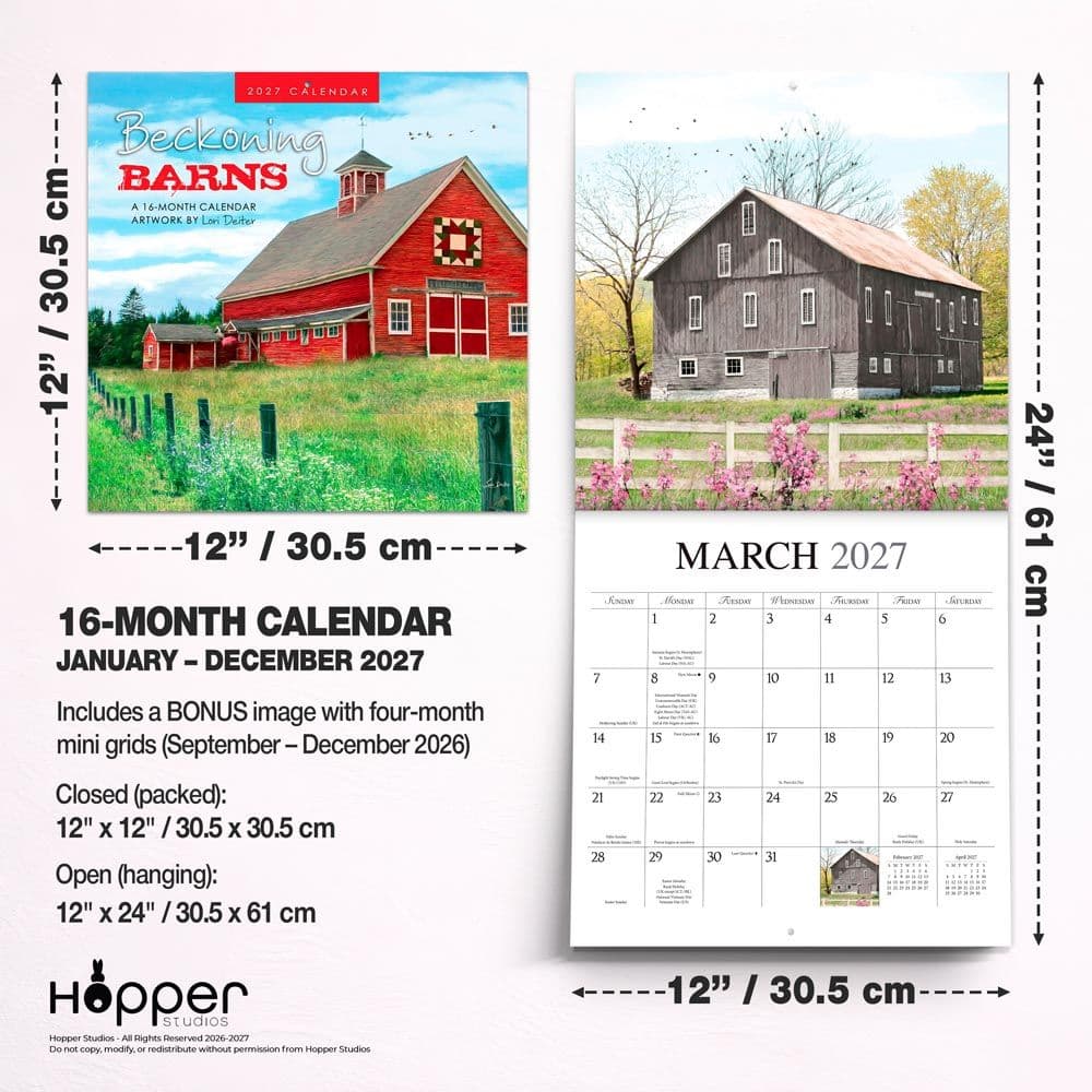 Beckoning Barns 2027 Wall Calendar Sixth Alternate Image