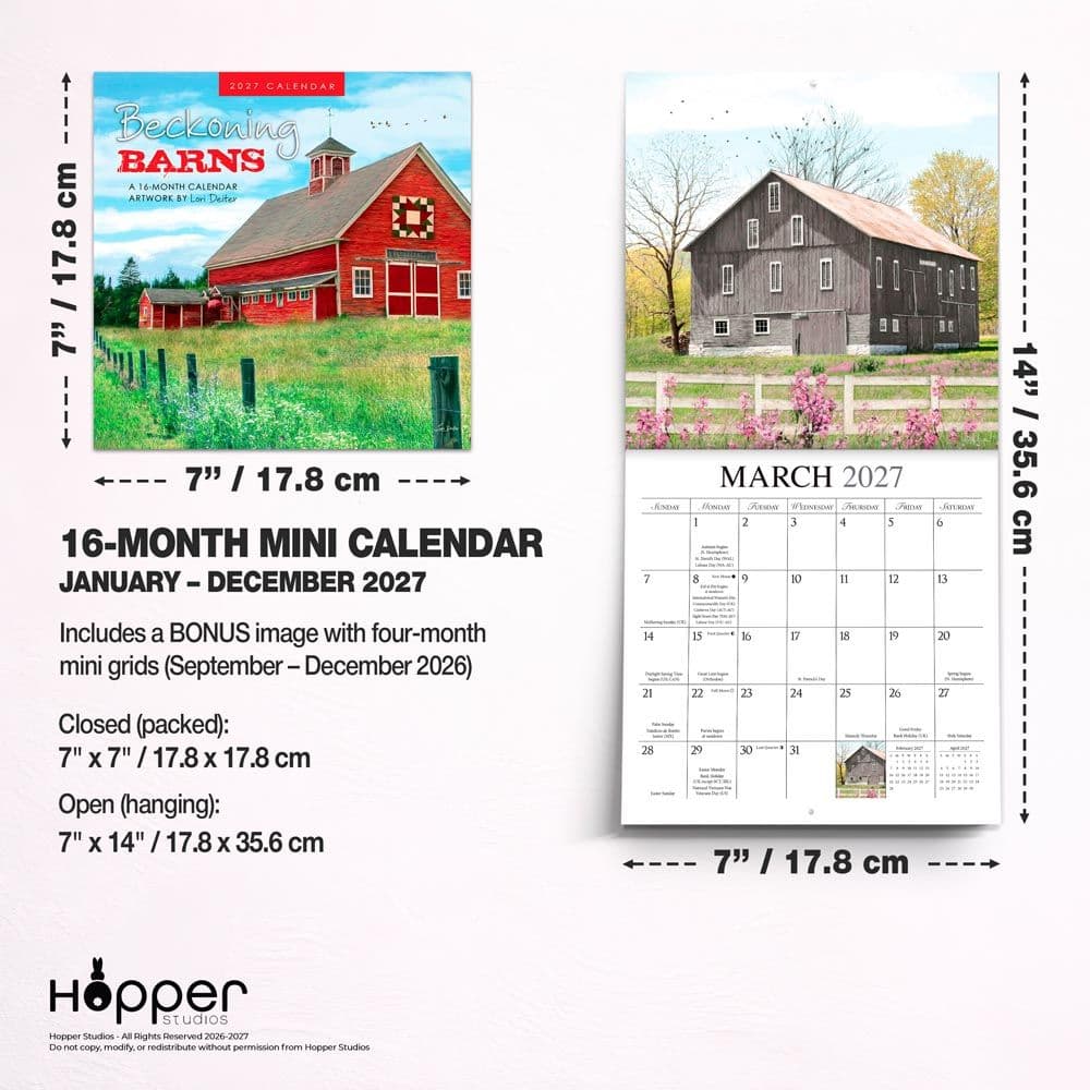 Beckoning Barns 2027 Mini Wall Calendar Sixth Alternate Image