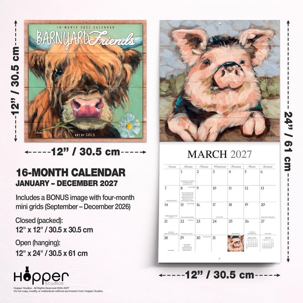 Barnyard Friends 2027 Wall Calendar Sixth Alternate Image