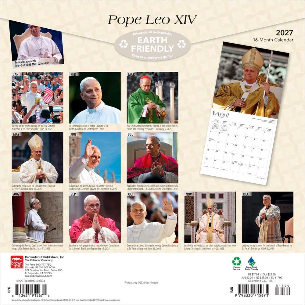 Pope Leo 2027 Wall Calendar First Alternate Image