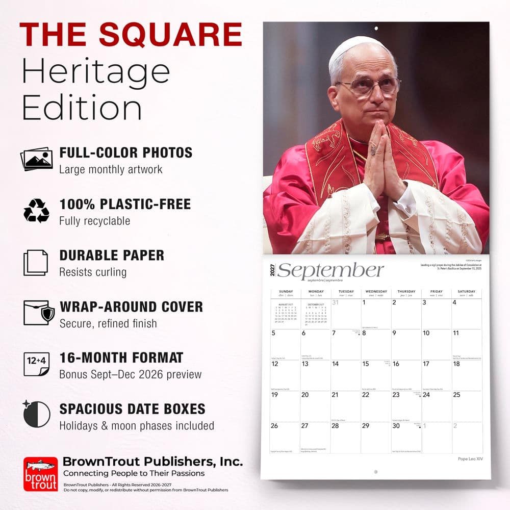 Pope Leo 2027 Wall Calendar Fifth Alternate Image