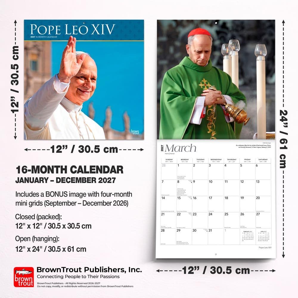 Pope Leo 2027 Wall Calendar Sixth Alternate Image