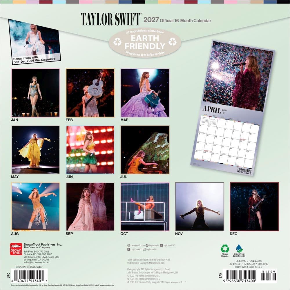 Taylor Swift 2027 Wall Calendar First Alternate Image