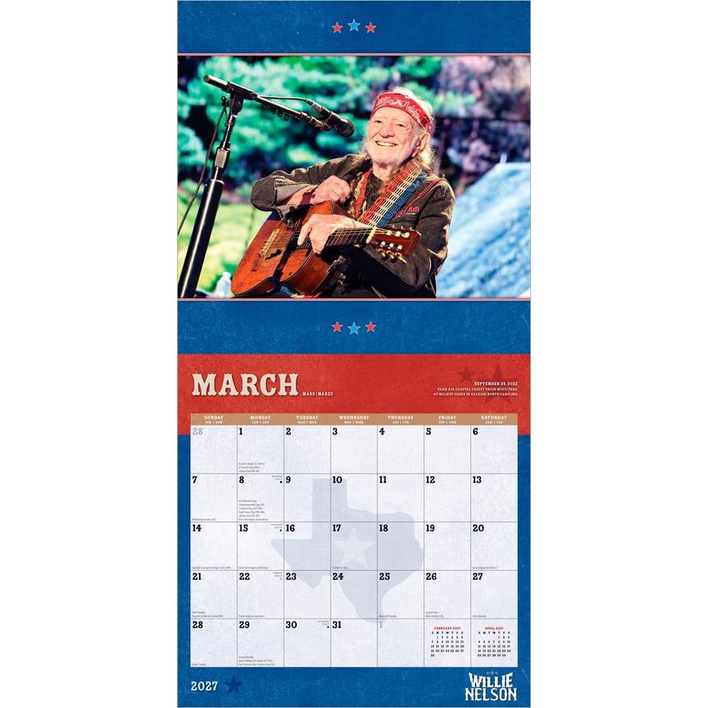 Willie Nelson 2027 Wall Calendar Second Alternate Image