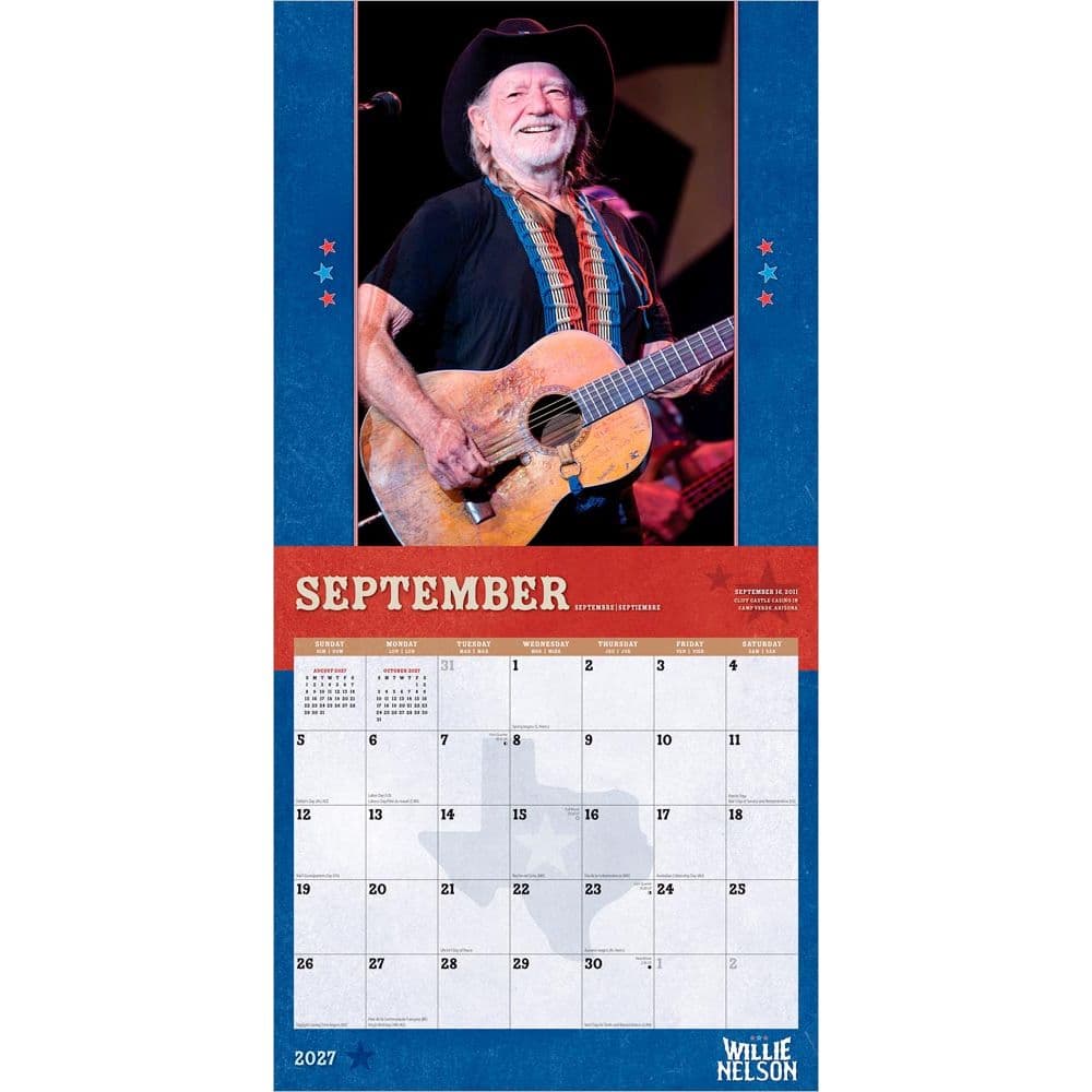 Willie Nelson 2027 Wall Calendar Third Alternate Image