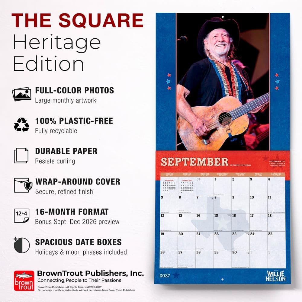 Willie Nelson 2027 Wall Calendar Fifth Alternate Image