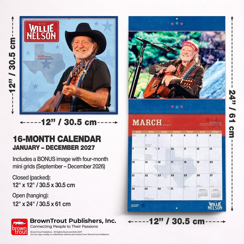 Willie Nelson 2027 Wall Calendar Sixth Alternate Image