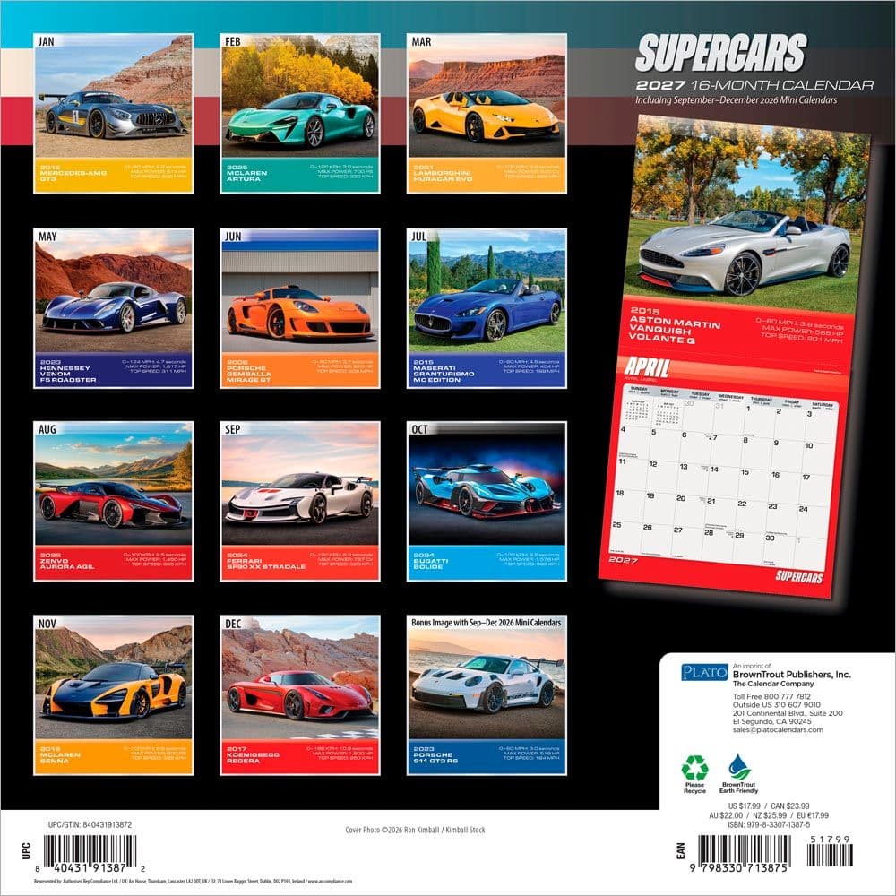 Supercars Plato 2027 Wall Calendar First Alternate Image