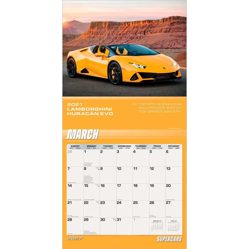 Supercars Plato 2027 Wall Calendar Second Alternate Image