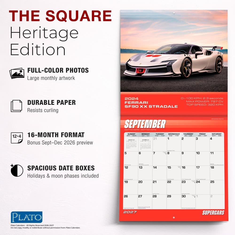 Supercars Plato 2027 Wall Calendar Fifth Alternate Image