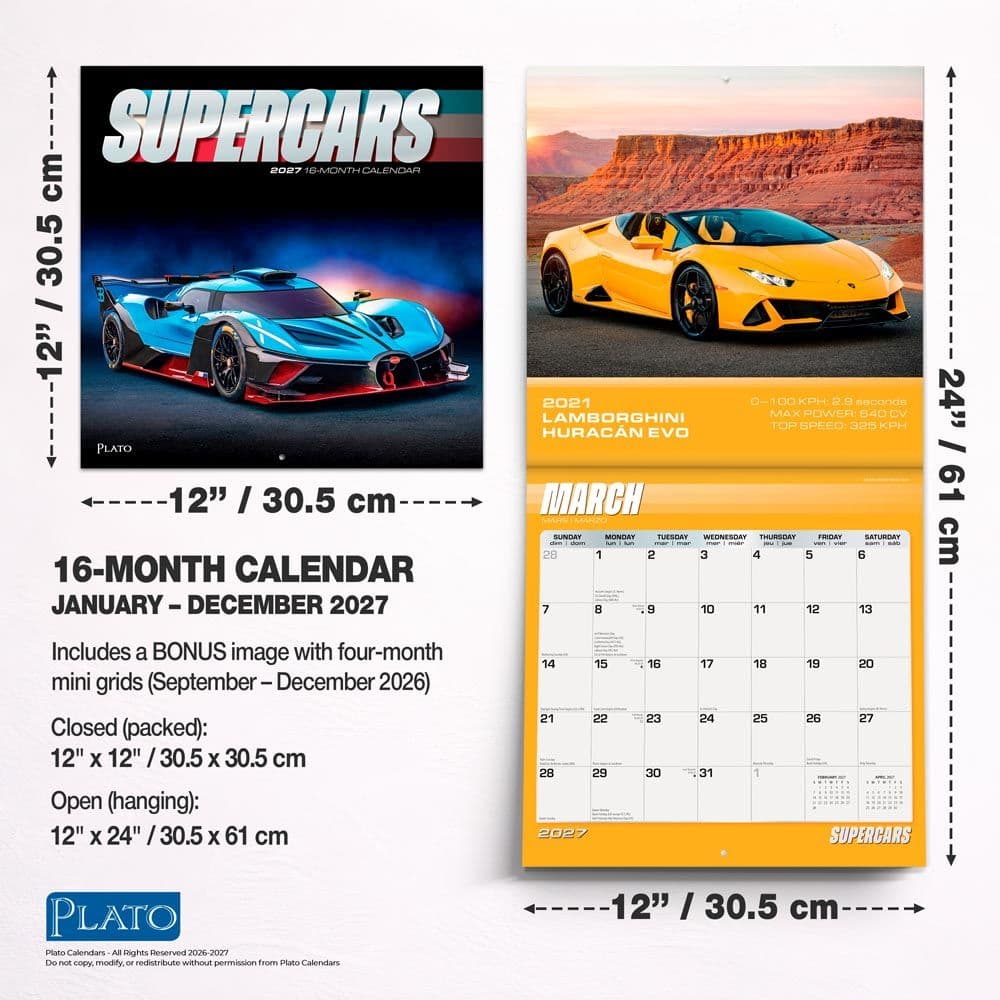 Supercars Plato 2027 Wall Calendar Sixth Alternate Image