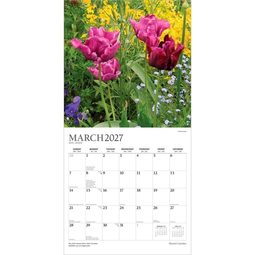 Monets Garden Plato 2027 Wall Calendar Second Alternate Image