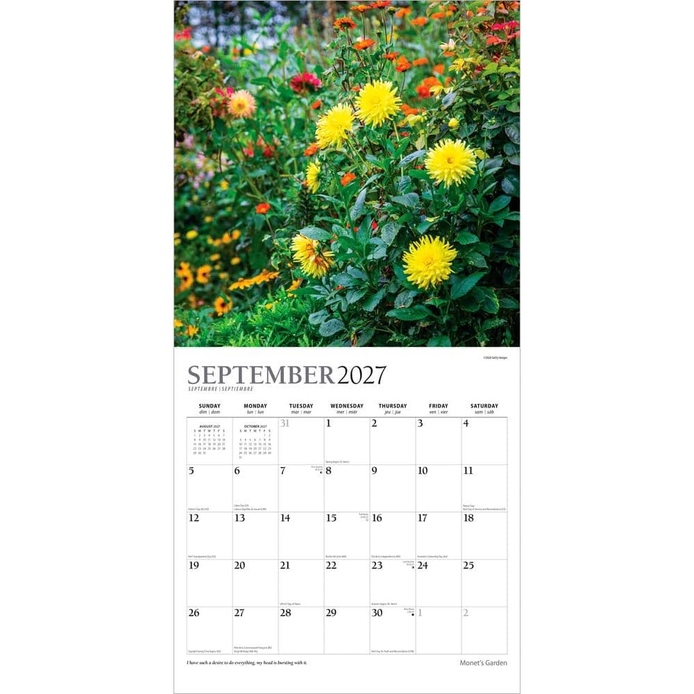 Monets Garden Plato 2027 Wall Calendar Third Alternate Image