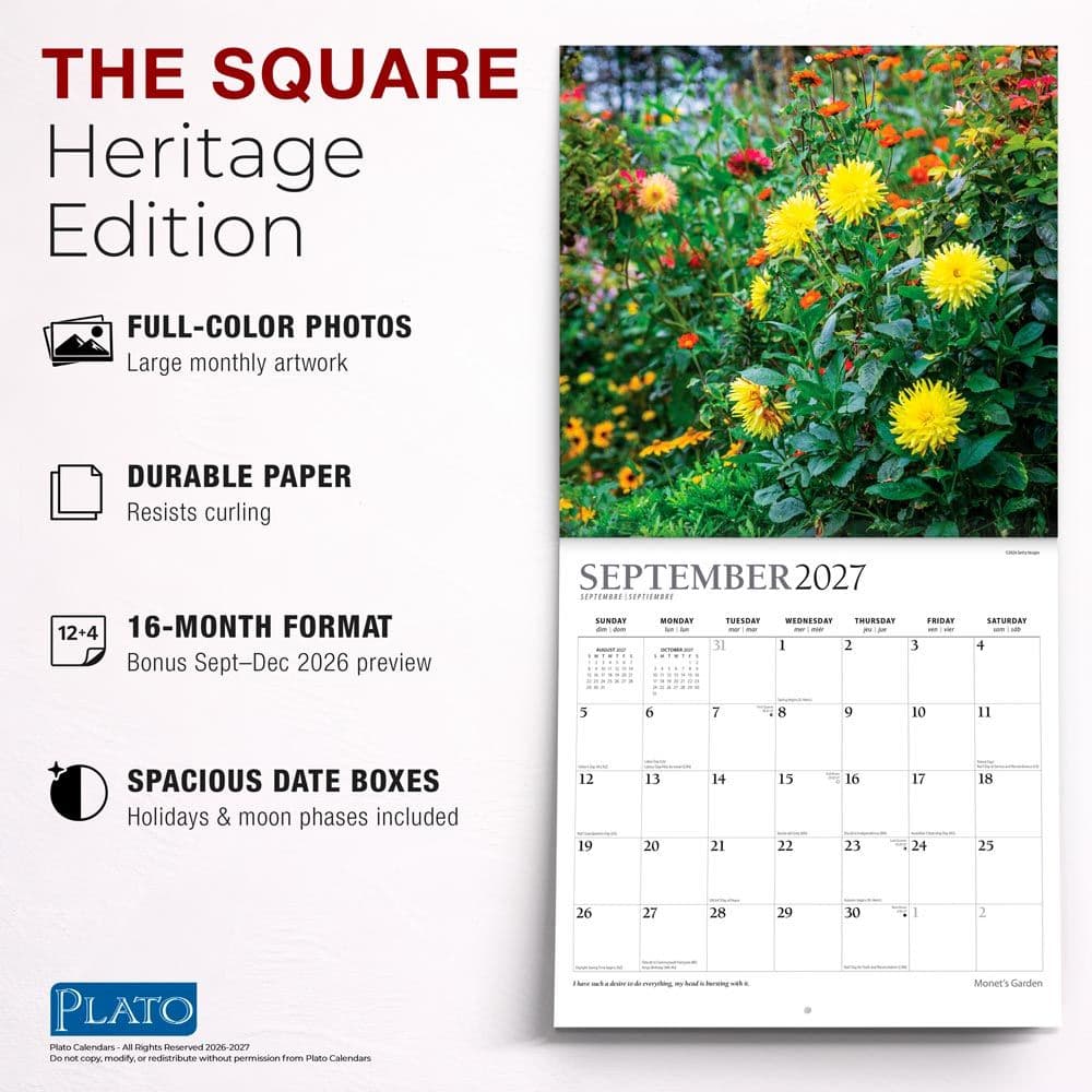 Monets Garden Plato 2027 Wall Calendar Fifth Alternate Image