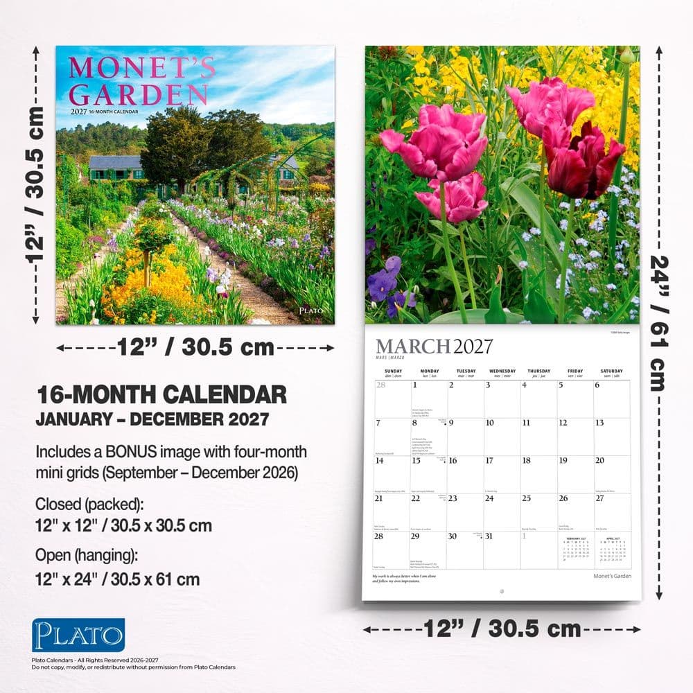 Monets Garden Plato 2027 Wall Calendar Sixth Alternate Image
