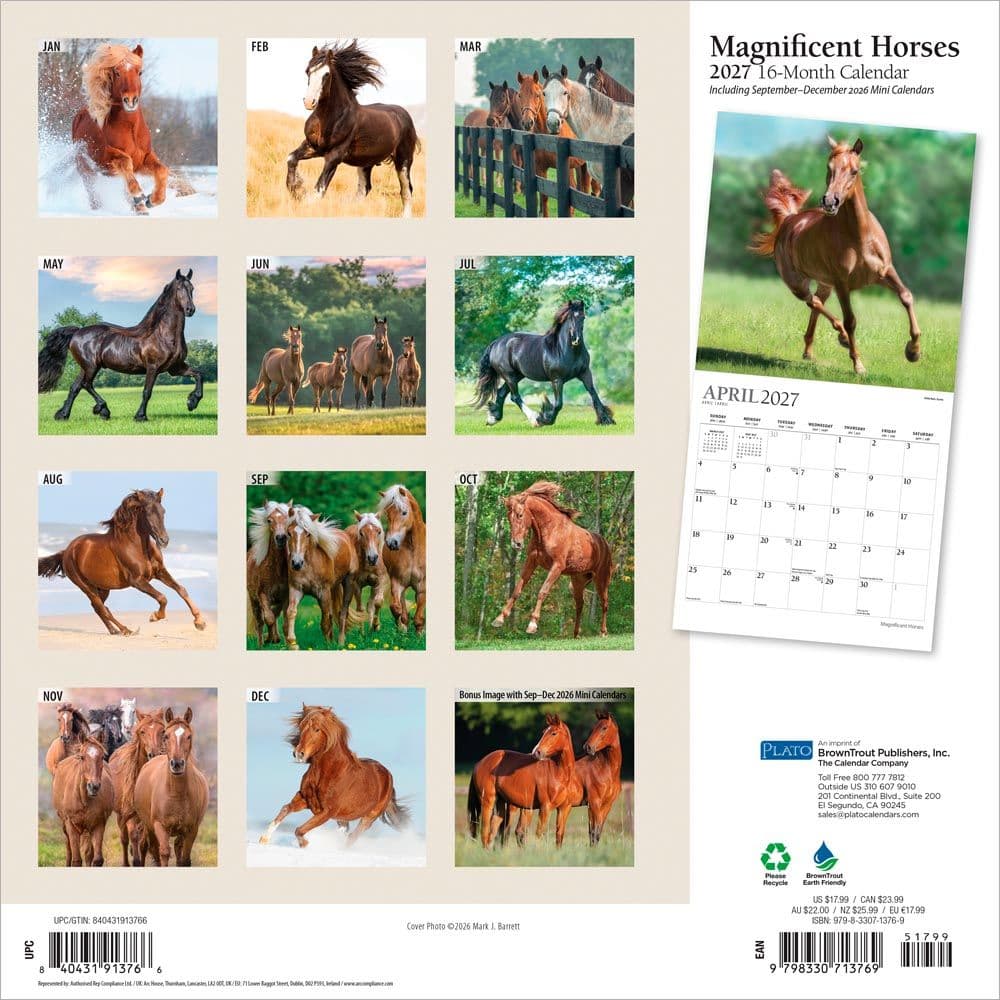 Magnificent Horses Plato 2027 Wall Calendar First Alternate Image