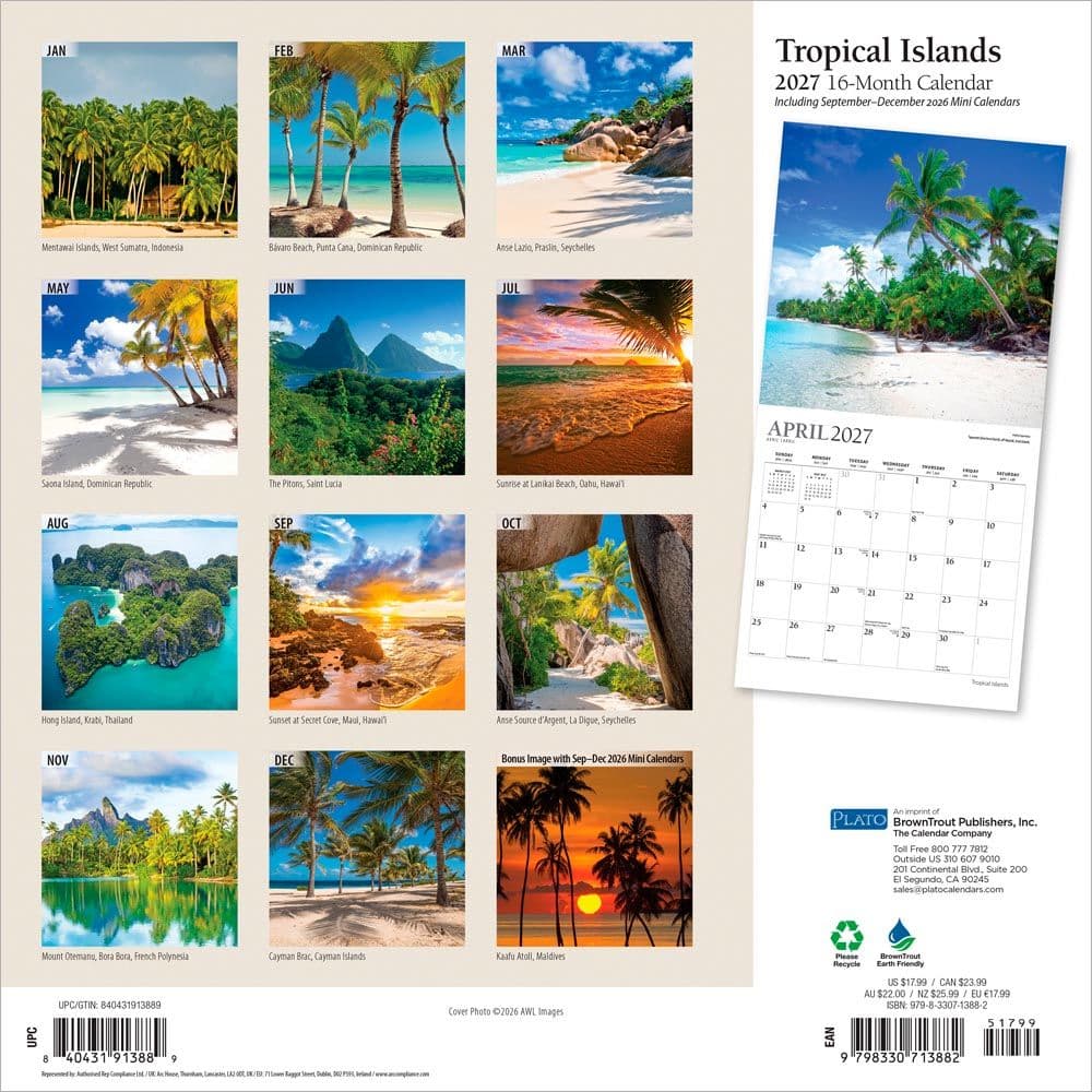 Tropical Islands Plato 2027 Wall Calendar First Alternate Image