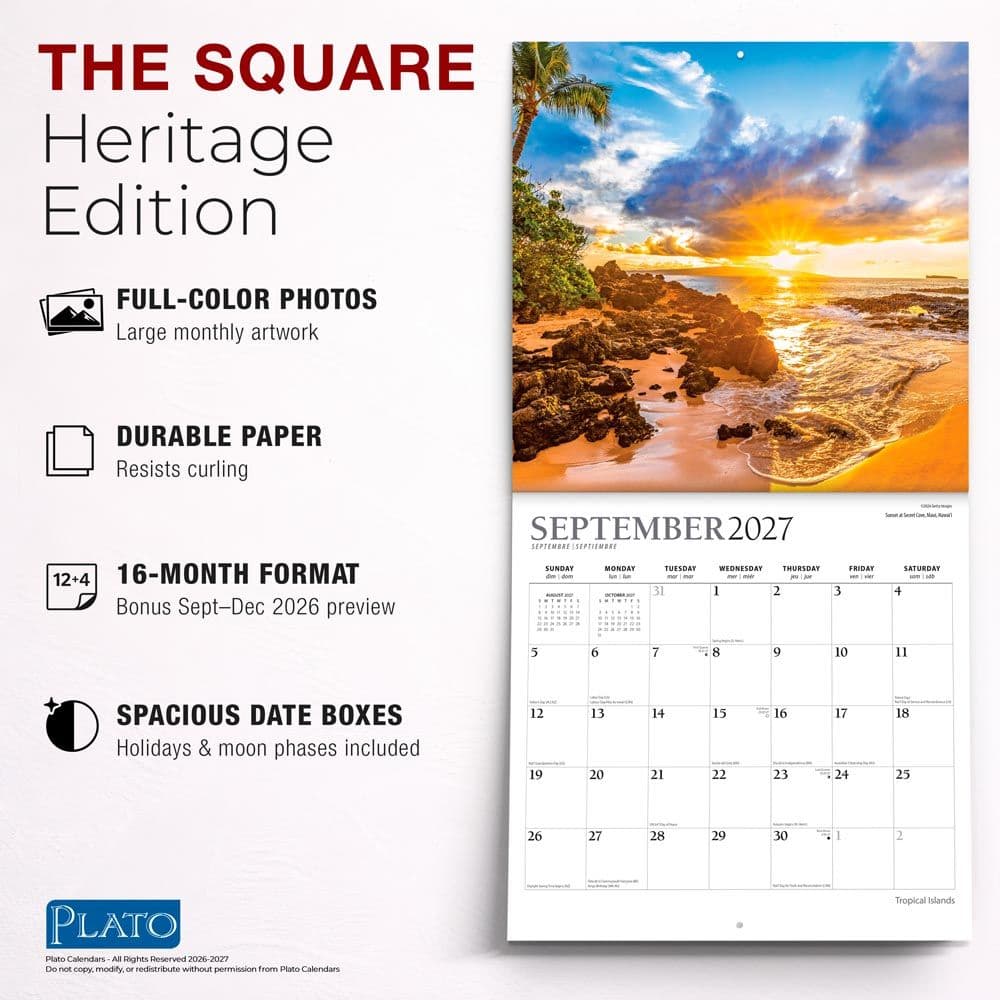 Tropical Islands Plato 2027 Wall Calendar Fifth Alternate Image