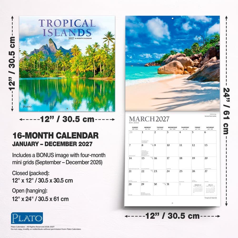 Tropical Islands Plato 2027 Wall Calendar Sixth Alternate Image