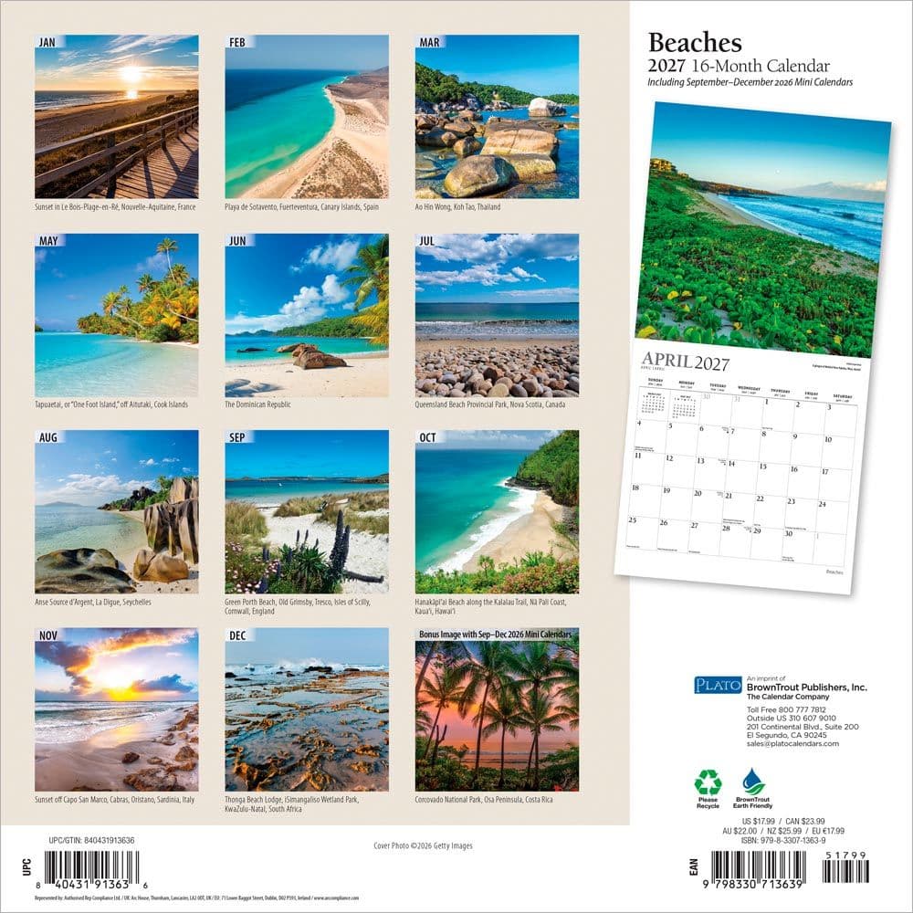 Beaches Plato 2027 Wall Calendar First Alternate Image