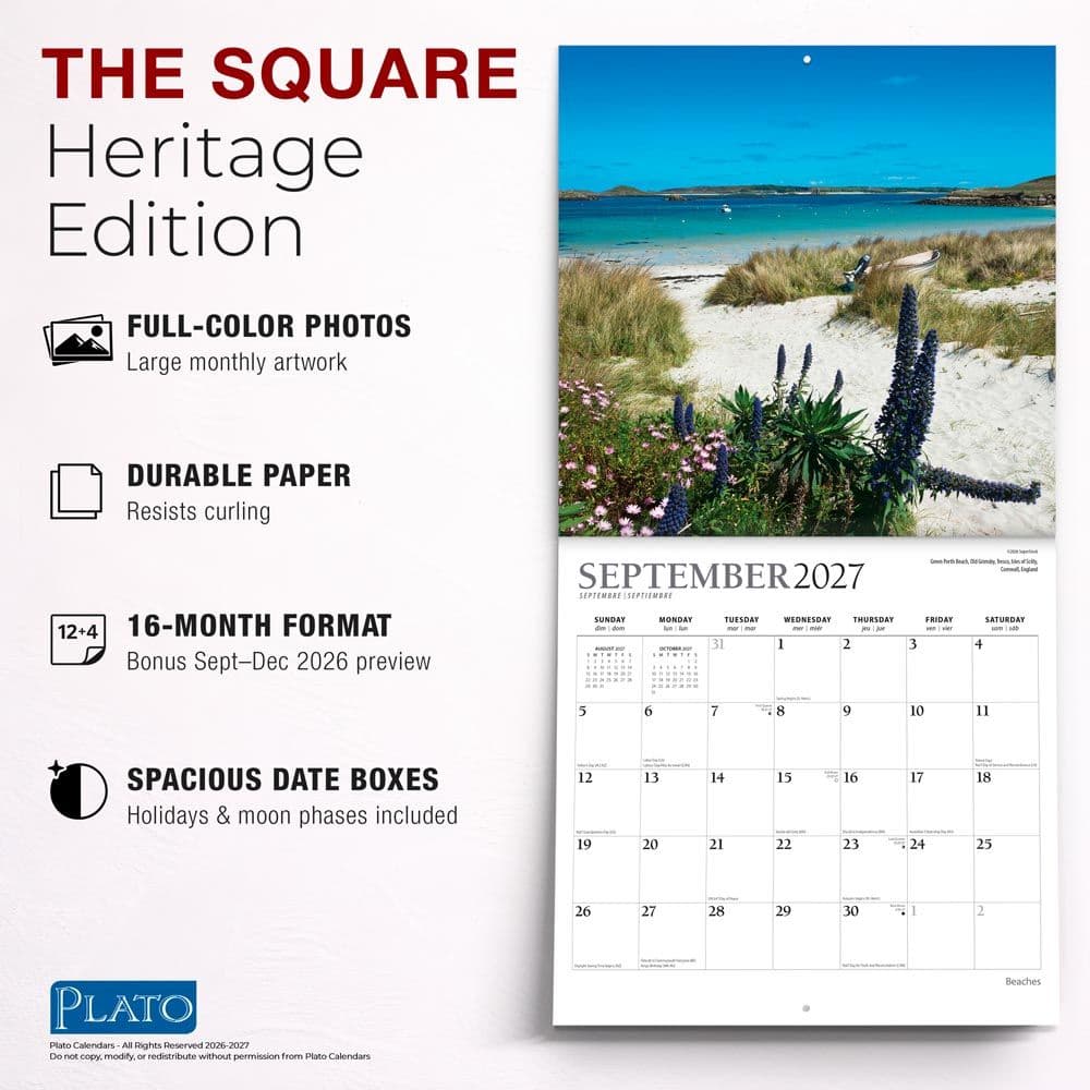 Beaches Plato 2027 Wall Calendar Fifth Alternate Image