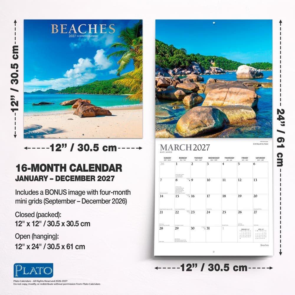 Beaches Plato 2027 Wall Calendar Sixth Alternate Image