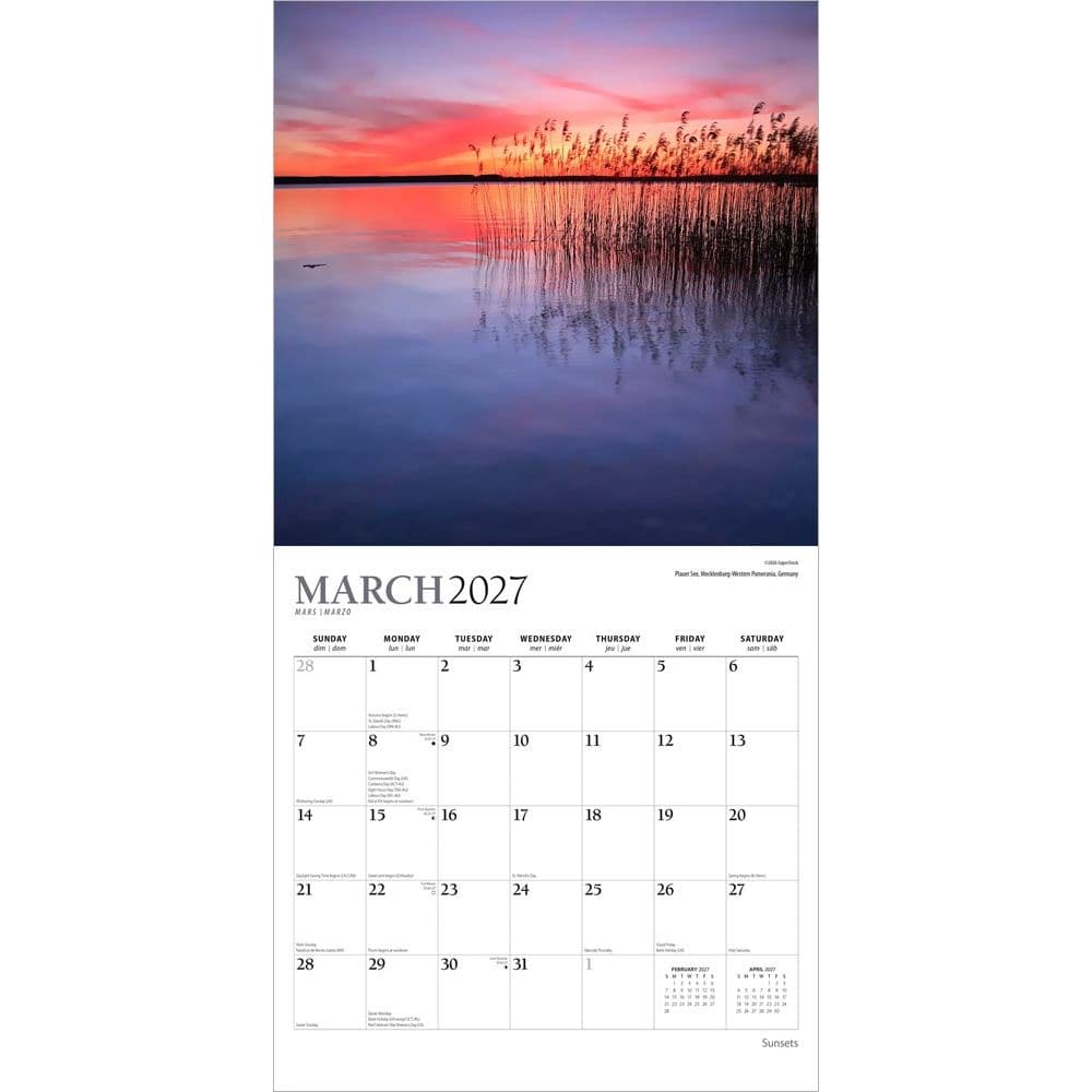 Sunsets Plato 2027 Wall Calendar Second Alternate Image