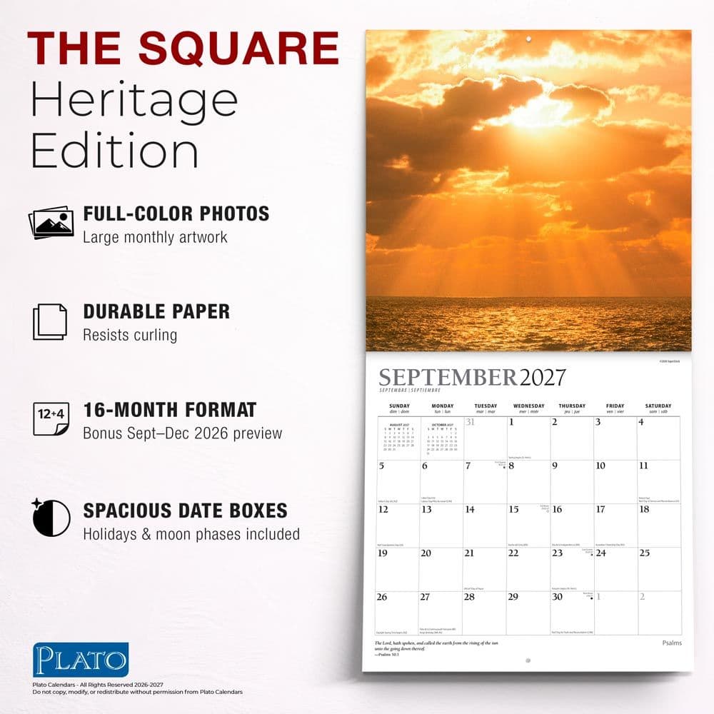 Psalms Plato 2027 Wall Calendar Fifth Alternate Image