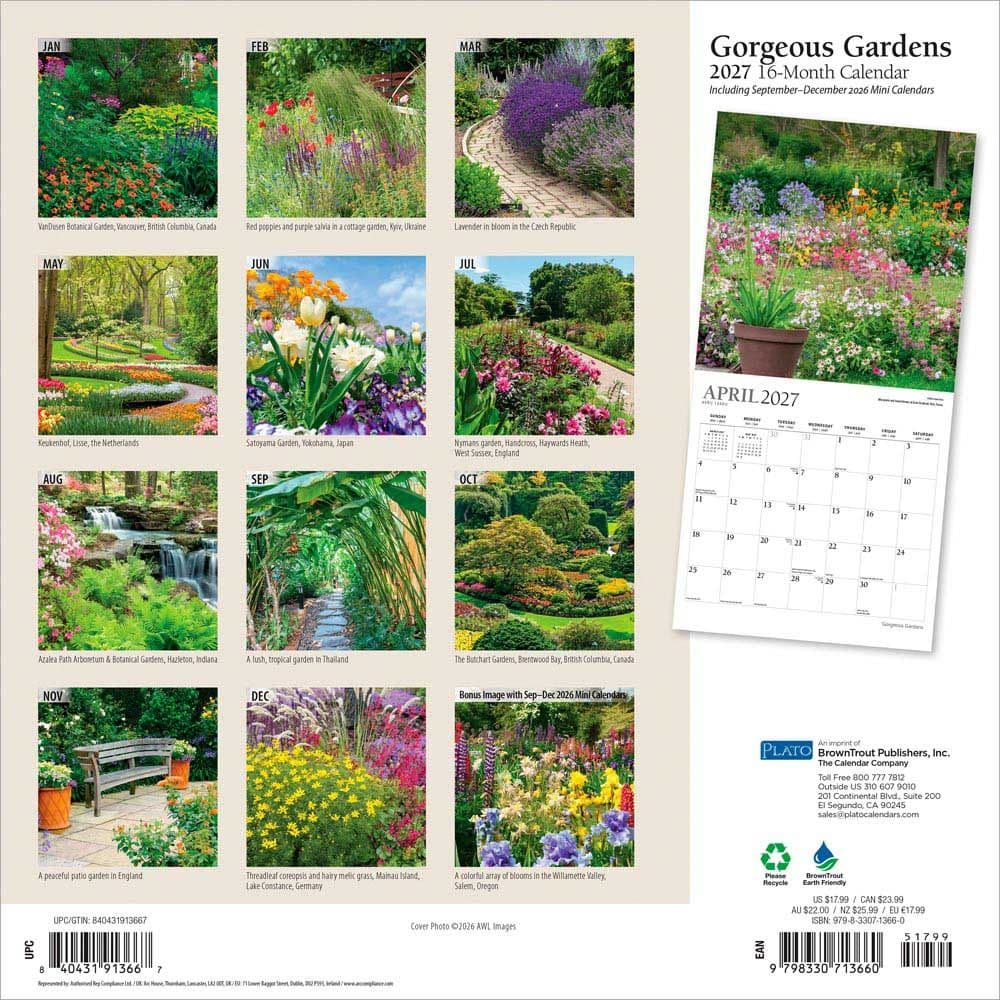 Gorgeous Gardens Plato 2027 Wall Calendar First Alternate Image