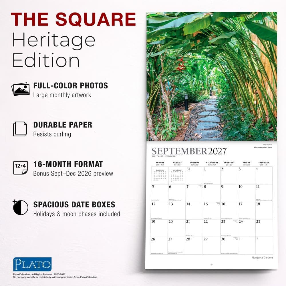Gorgeous Gardens Plato 2027 Wall Calendar Fifth Alternate Image