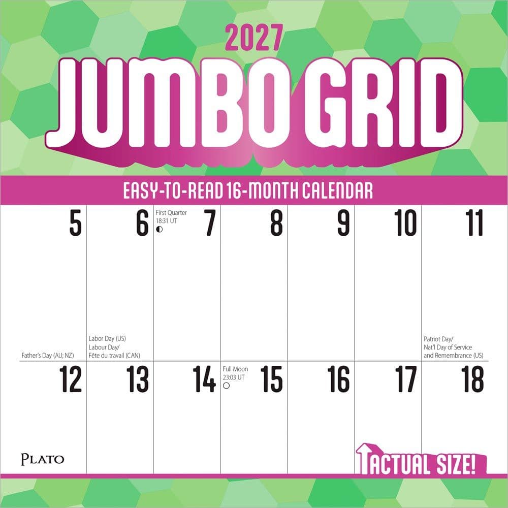 image Jumbo Grid Large Print Plato 2027 Wall Calendar Main Product Image
