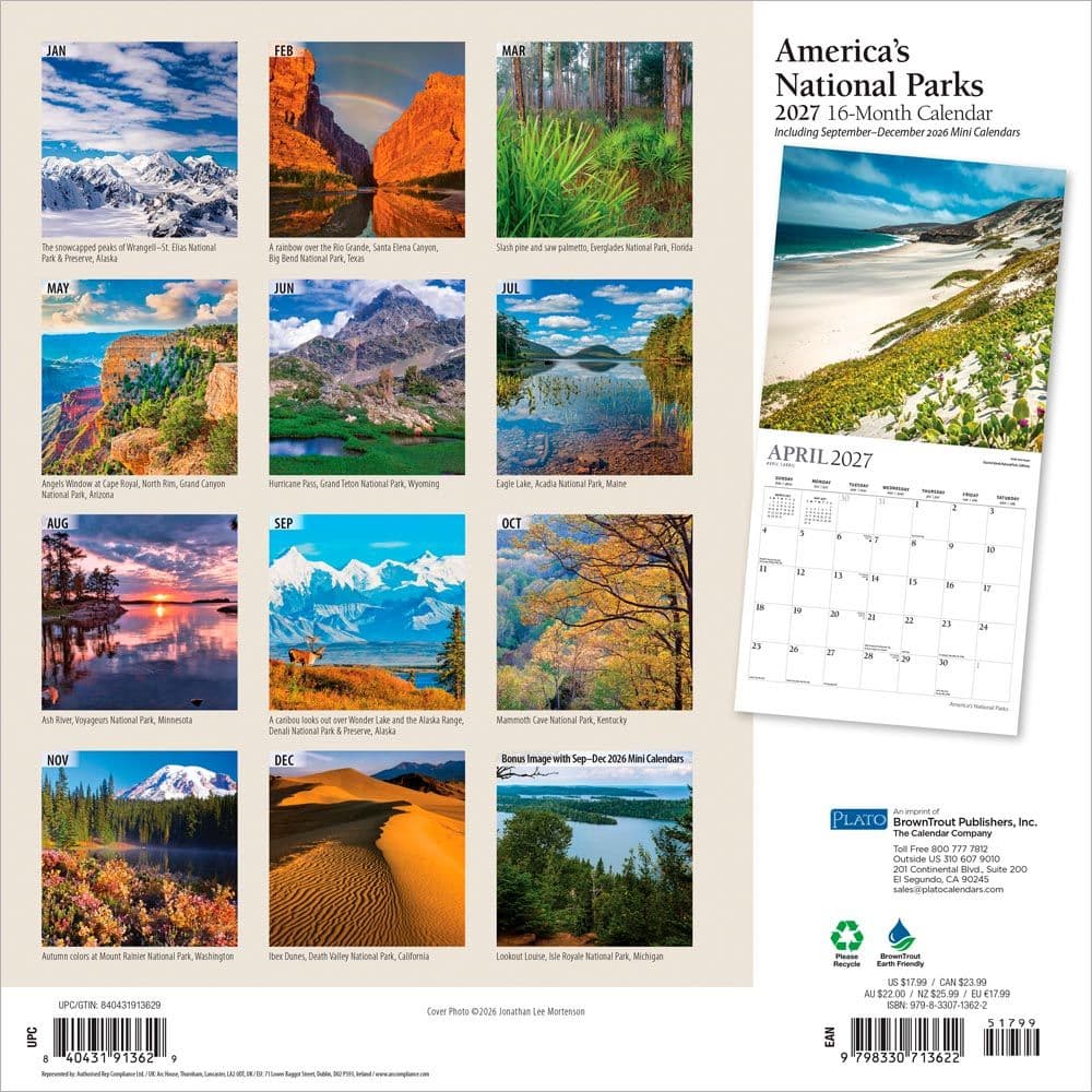 Americas National Parks Plato Foil 2027 Wall Calendar First Alternate Image