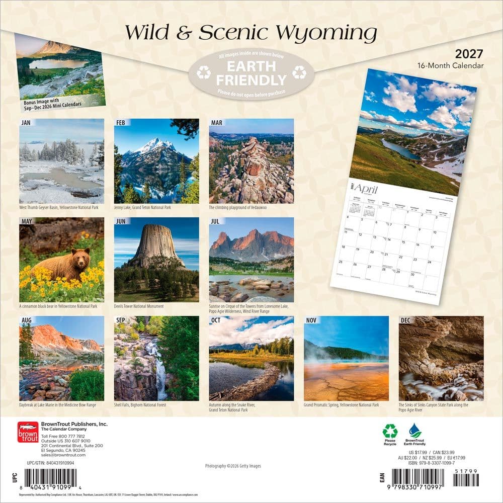 Wyoming Wild and Scenic 2027 Wall Calendar First Alternate Image