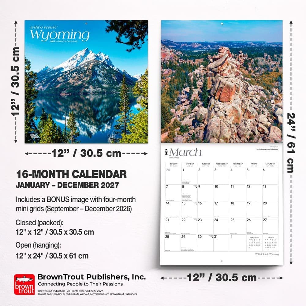 Wyoming Wild and Scenic 2027 Wall Calendar Sixth Alternate Image