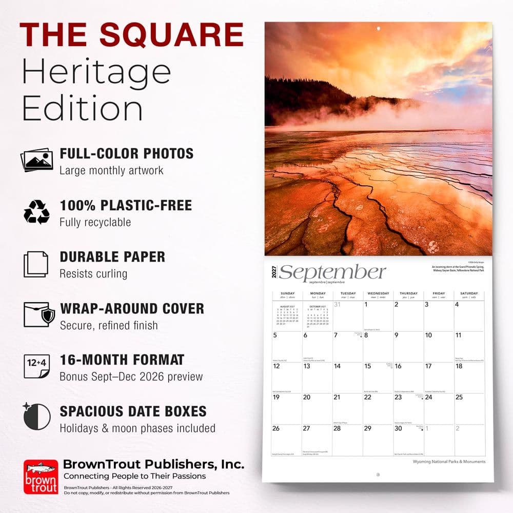 Wyoming National Parks 2027 Wall Calendar Fifth Alternate Image