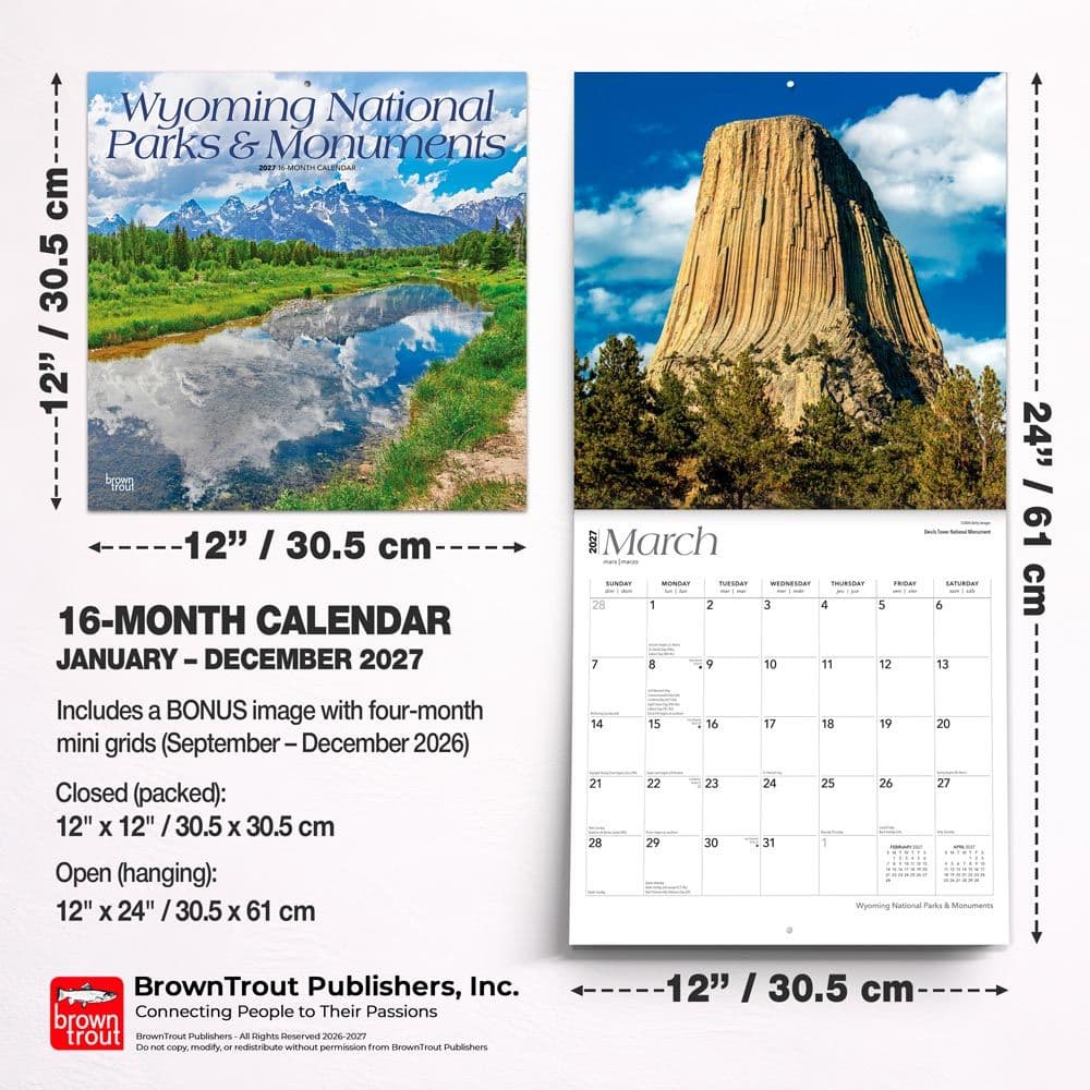 Wyoming National Parks 2027 Wall Calendar Sixth Alternate Image