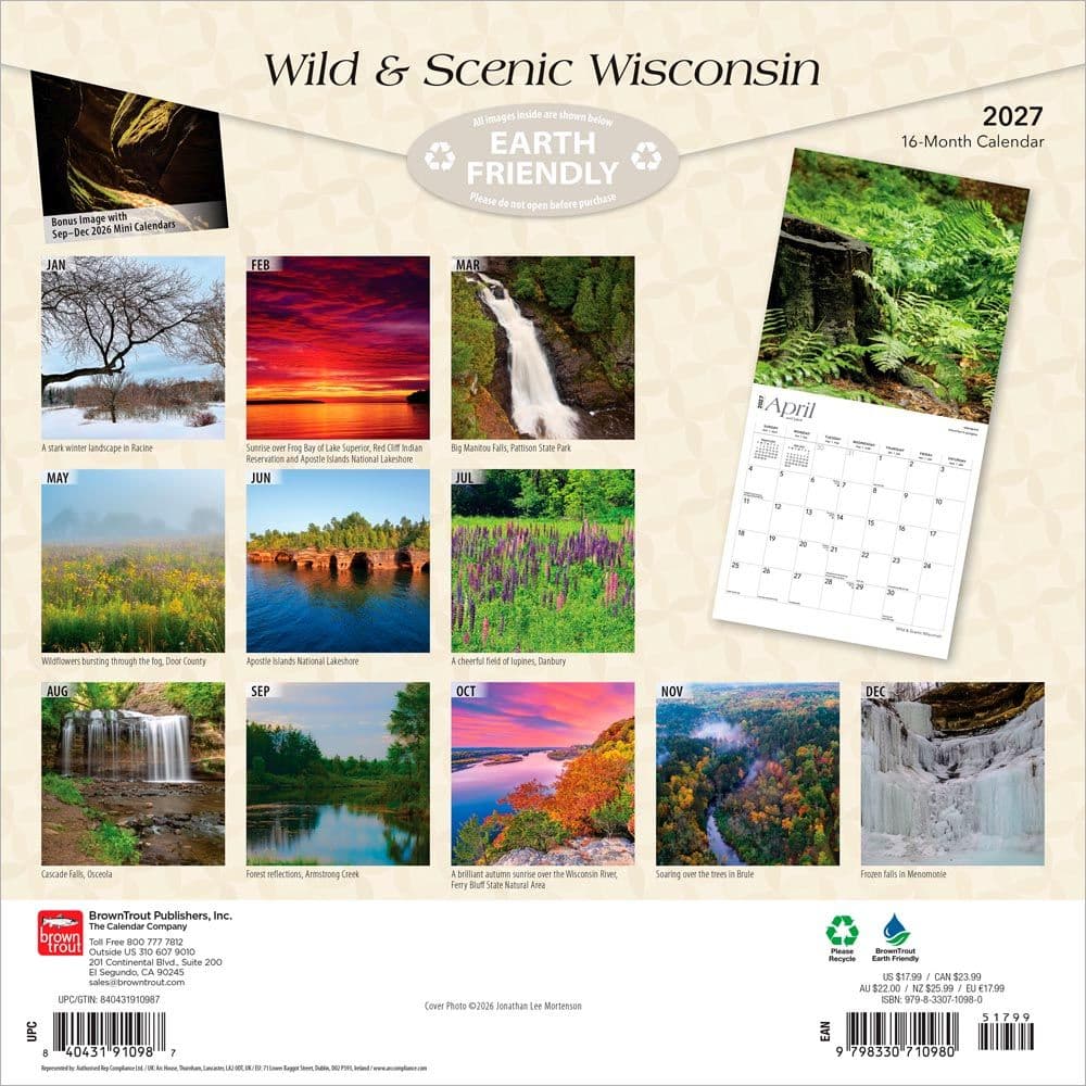 Wisconsin Wild and Scenic 2027 Wall Calendar First Alternate Image