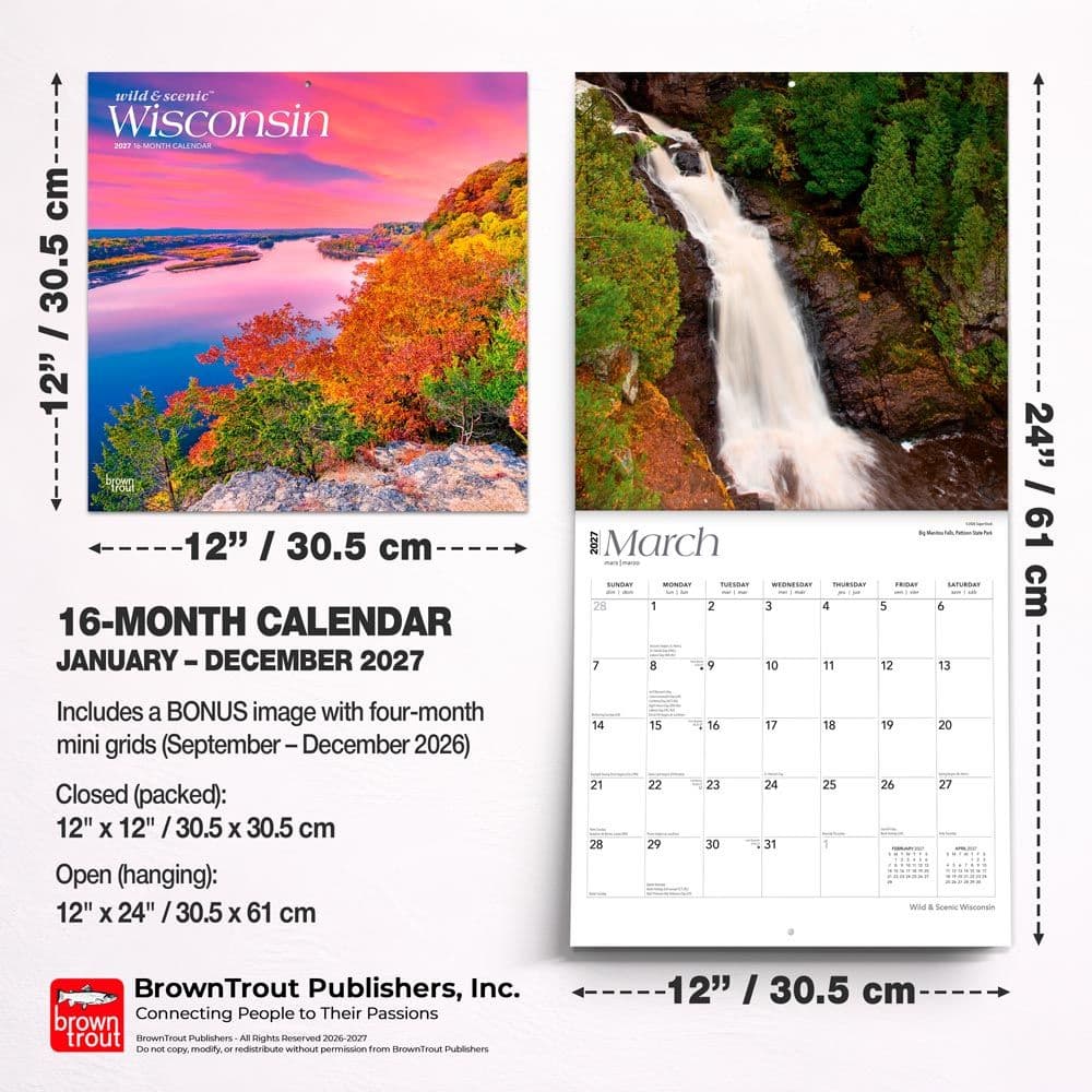 Wisconsin Wild and Scenic 2027 Wall Calendar Sixth Alternate Image