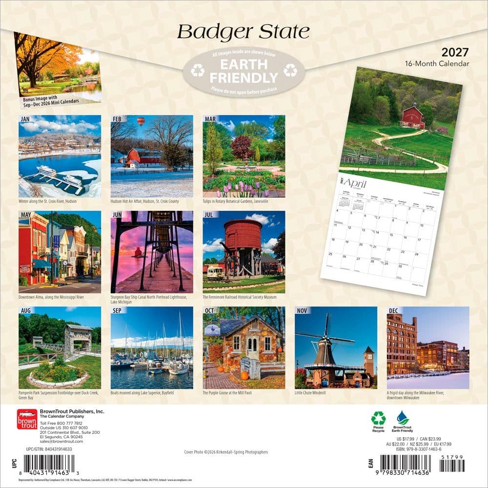 Wisconsin Places 2027 Wall Calendar First Alternate Image
