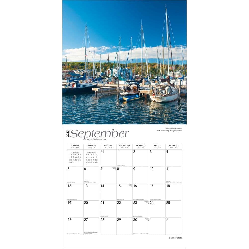 Wisconsin Places 2027 Wall Calendar Third Alternate Image