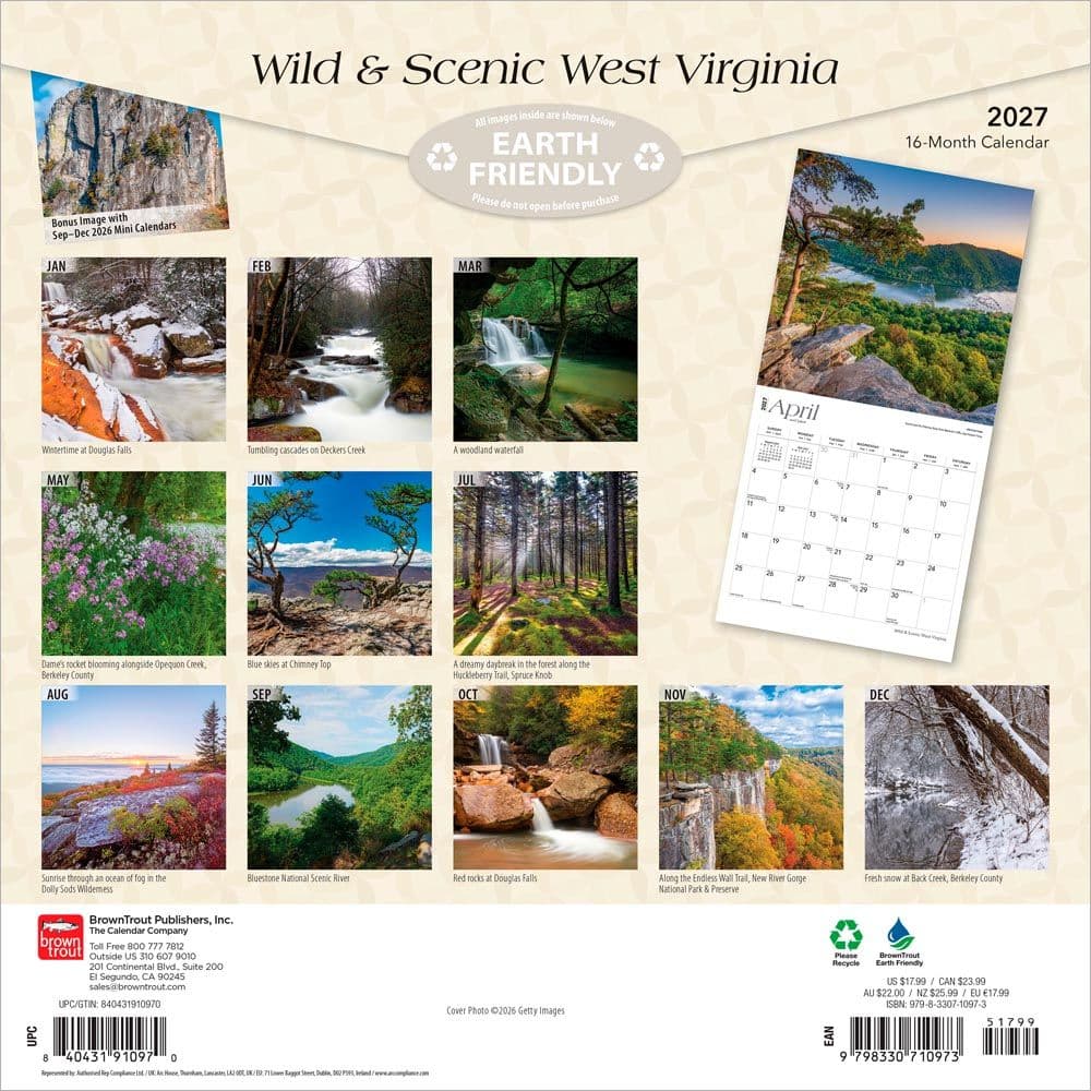 West Virginia Wild and Scenic 2027 Wall Calendar First Alternate Image