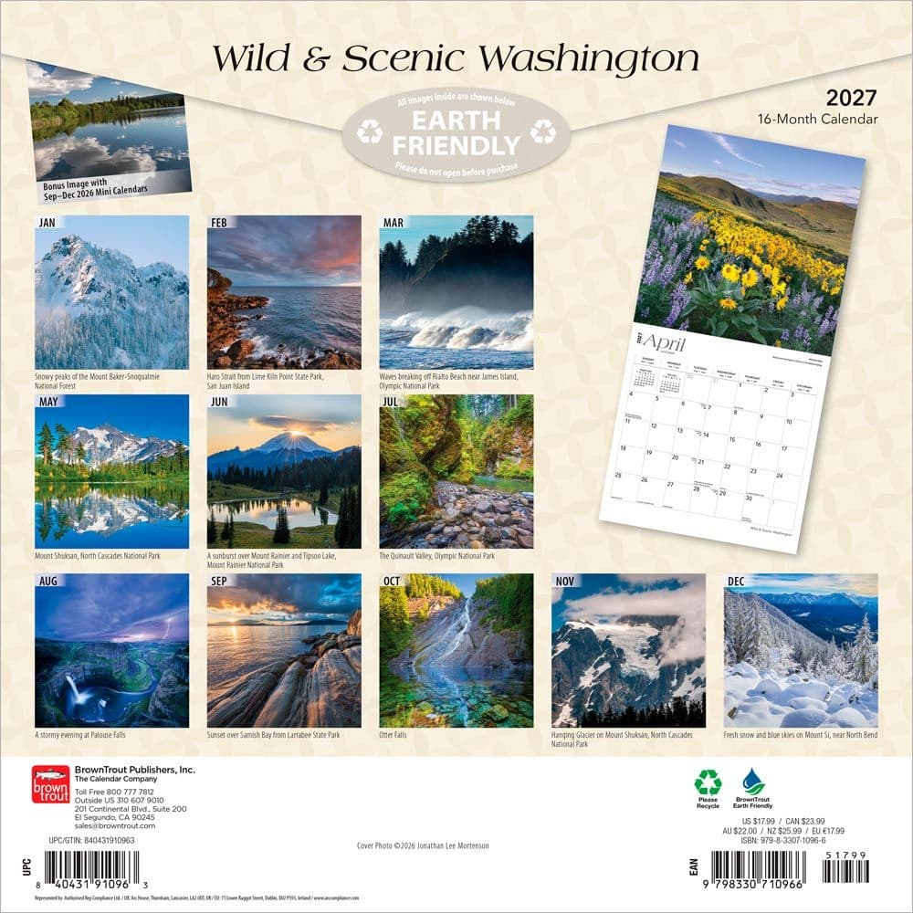 Washington Wild and Scenic 2027 Wall Calendar First Alternate Image