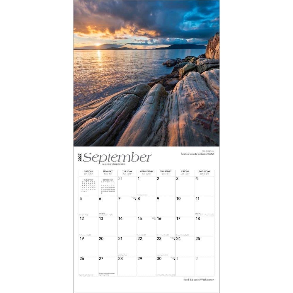 Washington Wild and Scenic 2027 Wall Calendar Third Alternate Image