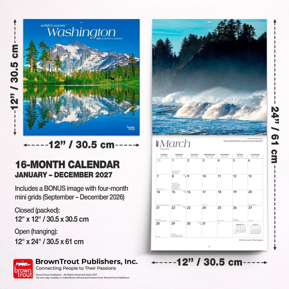 Washington Wild and Scenic 2027 Wall Calendar Sixth Alternate Image