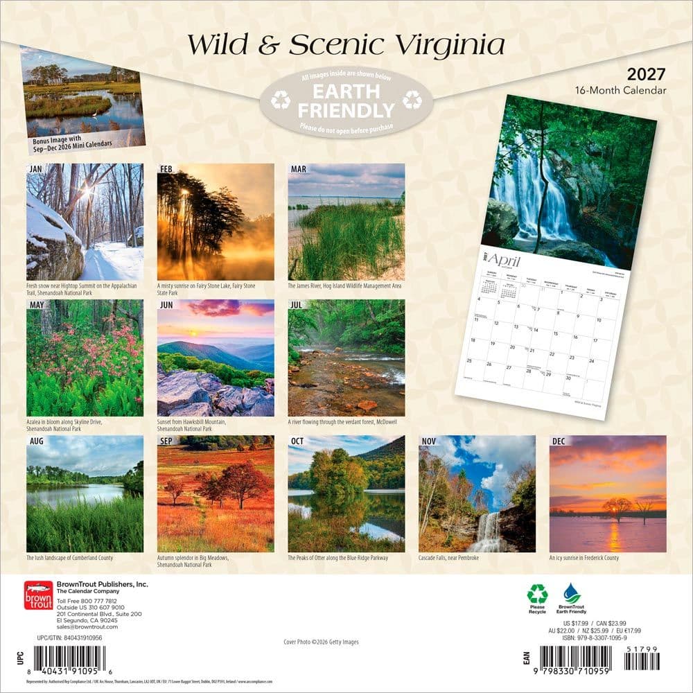 Virginia 2027 Wild and Scenic 2027 Wall Calendar First Alternate Image