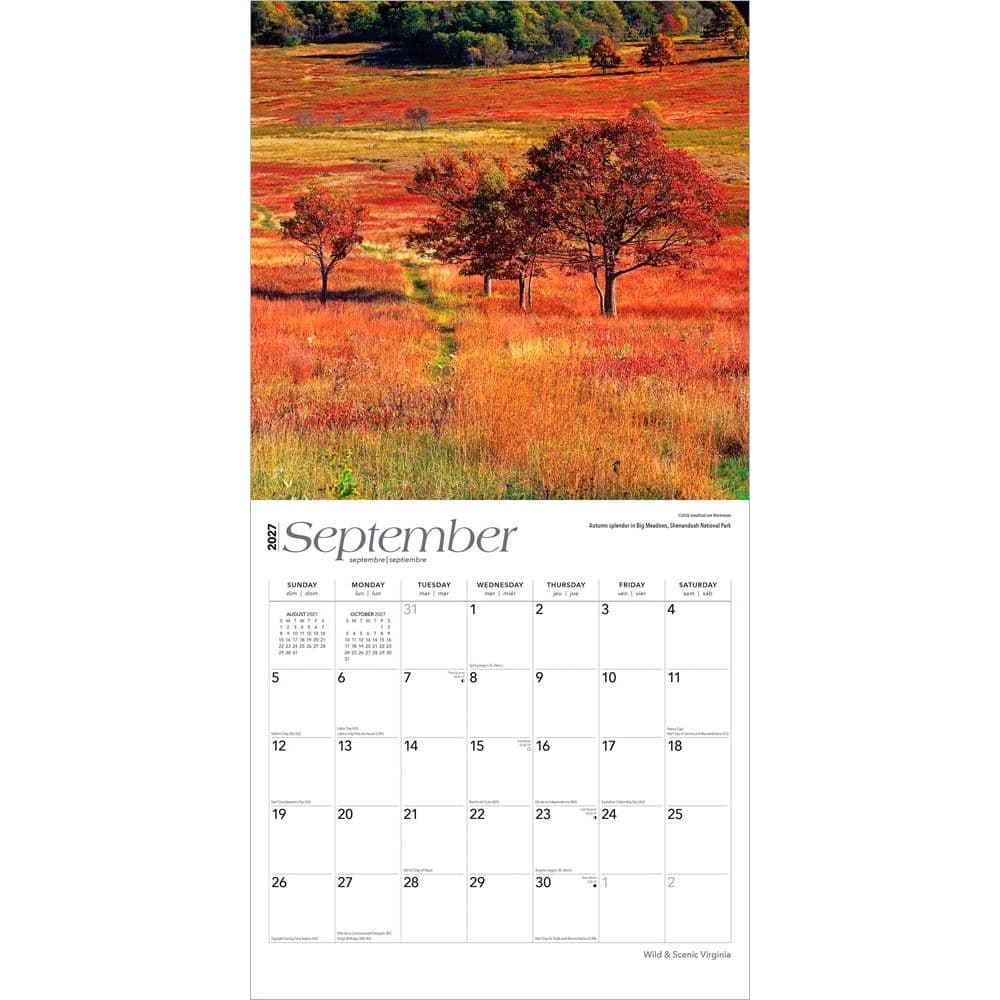 Virginia 2027 Wild and Scenic 2027 Wall Calendar Third Alternate Image