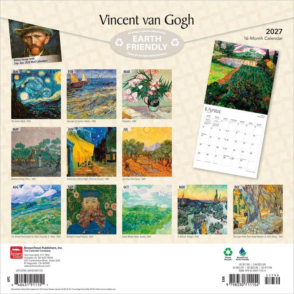 Van Gogh 2027 Wall Calendar First Alternate Image